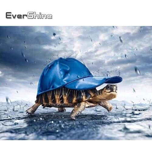 Evershine Diamond Painting Animals Full Square Diamond Embroidery Tortoise Cross Stitch Kit Picture Rhinestones Home Decoration