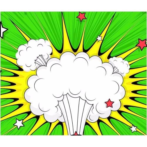 Photography Backdrops 5x7 Green Screen White Mushroom Clound with Gold Star Light Background for Kids Birthday Party Custom Made