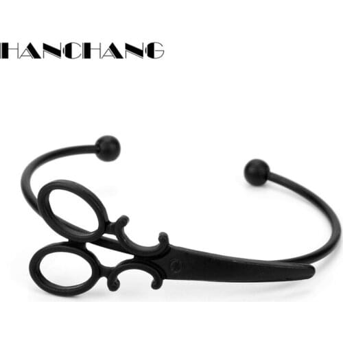 HANCHANG Barber Shop Hair Dryer Tools Scissor Bangles Hair Dresser Friends Fashion Bracelet Bangle Woman Men Gifts