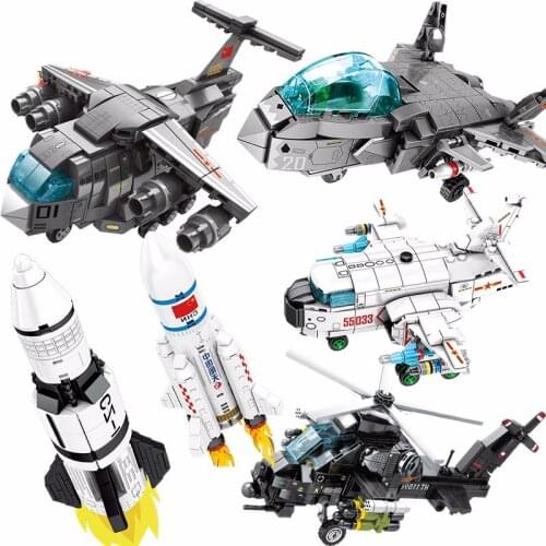 Sembo MOC City Building Blocks China Mini Helicopter Airplane Aircraft Aerospace Carrier Rocket Model Boys Toys Birthday Gift