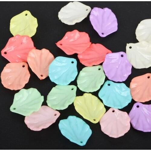 Colorful Acrylic cabbage-leaf loose beads with hole DIY Handmade Headdress/Earrings Parts beads Jewelry findings 50pcs 18x20mm