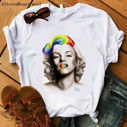 Marilyn Monroe fashion women t shirt vintage Women Clothes 2019 summer Short Sleeve O-Neck Harajuku female vogue tops tee
