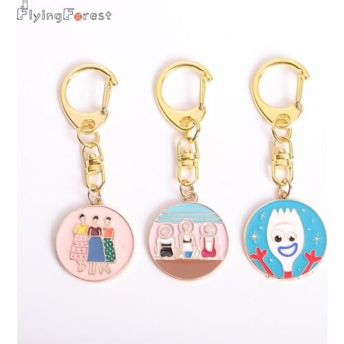 Fashion Cartoon Key Chains Cute Car Bag Pendant Golden Cat Girl Keychain Keyring Jewelry for Women Girls Key Holder Charm Gift
