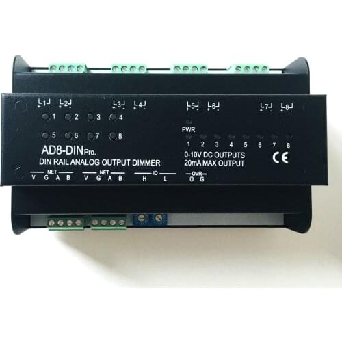 8 Channels Dimmable Module 0-10V for LED Lighting Dimmer Dimming Switch Control RS485 Supports CRESTRON Control4 Andriod iOS