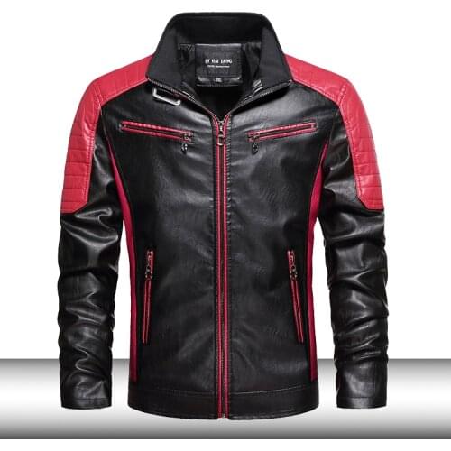 Men Slim Fit Retro Motorcyacle Jacket 2020 Mens Fashion Stand Collar Quality Bomber Leather Jacket Coat Pu Biker Outwear Man