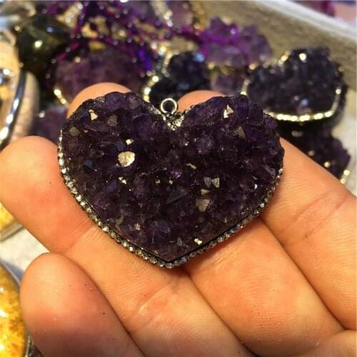 Natural crystal quartz amethyst heart shape