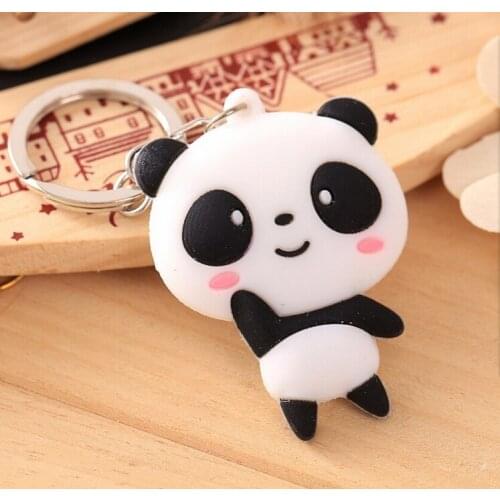 Hot Sale Panda Metal keychain Soft PVC Metal Panda Minions Baymax Key Chain Pendant Romantic Gifts Wholesale #17184