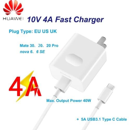 Originele Huawei Fast charger Nova 6 6SE 5 5i Mate 20 pro RS P20 P30 pro super opladen 10V 4A 40W Adapter Honor magic 2 view 20