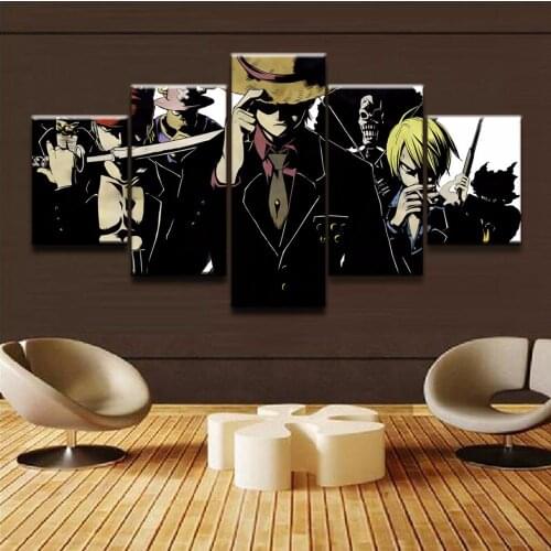 Canvas Print Painting Modular Wall Art 5 Pieces One Piece Characters Poster Cartoon Anime Pictures Living Room Home Decor Framed