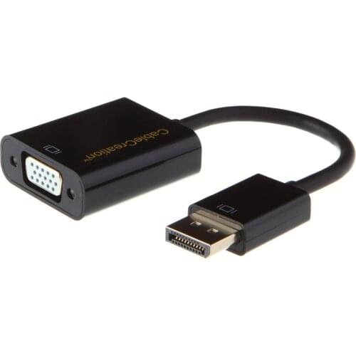 Dp to VGA, Gold Plated DisplayPort to VGA Adapter Cable, Standard DP Male to VGA Female Converter, White/Black