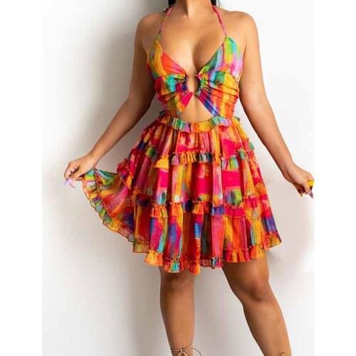 Women African Dress Stylish Mesh Patchwork V Neck Solid Color Breathable Comfy Large Hem Waist Tied Formal Dress for Wedding