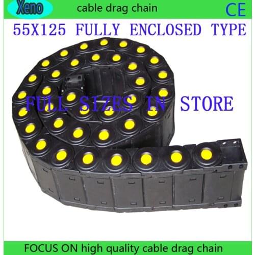 Free Shipping 55x125 1 Meters Fully Enclosed Type Plastic Towline Cable Drag Chain For CNC Machine