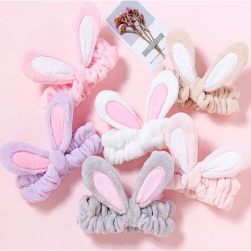 Women Girls Rabbit Ears Hairband Elastic Headdress Hair Accessories Cotton
