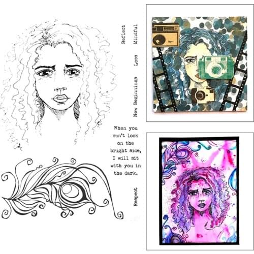 2021 New Girl Avatar Pattern Clear Stamps For DIY Craft Making English Word Greeting Card and Scrapbooking No Metal Cutting Dies