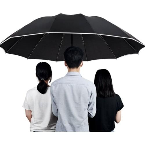 125cm Large Size 12 Bones Male Female Business Umbrella Parasol Sunny Umbrella 3 Folding Creative Umbrella