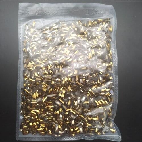 Wholesale 1440pcs/Pack Hot Sale Nail Rhinestone Gold Drop Gem Flat Gold Bottom Crystal Diamond For 3D Nail Art Decorations