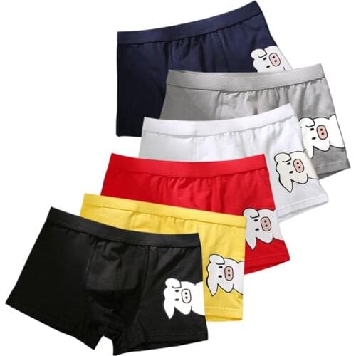 Men Underpants Cotton Male Shorts Breathable Cartoon Cute Pig Underwear Man Sexy Hot Fashion Mens Boxer Brand Cuecas Masculinas