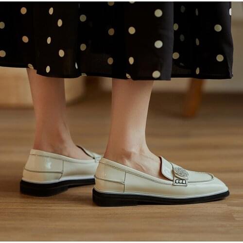 Single shoes womens new British style all-match flat-heeled small leather shoes retro leather womens shoes college style X804