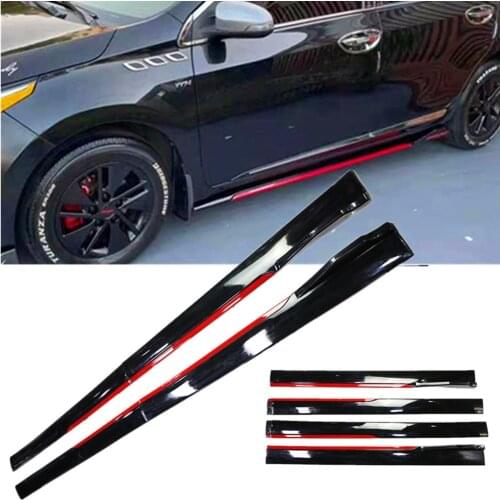 4PCS Carbon Look/Black 2.4m Universal Side Skirt Extensions Car Side Skirts Winglet Splitters Lip For BMW For Benz For Honda