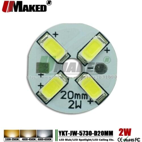 UMAKED 2W 20MM LED PCB Lamp plate SMD5730 LED Chips Install Light board Warm/Natural/White Aluminum plate for Bulb candle lights
