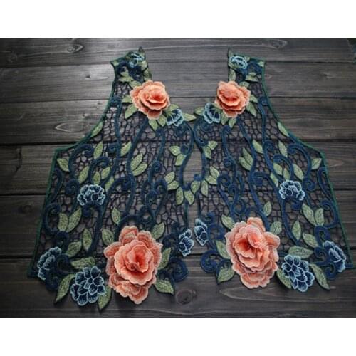 Size-23*46cm Free Shipping Multi-Color Front Collar Embroidered Piece Vintage 3D Flower Neckties Garment accessories