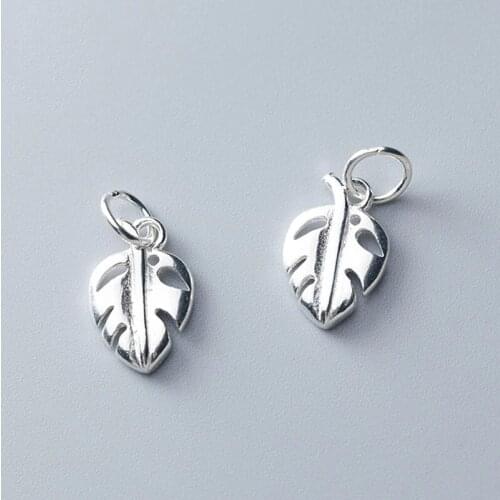 Hollow Out Craftwork Leaf Charms DIY Jewelry Findings 13mm 925 Sterling Silver Fine Small Dangle Pendants Women Men For Birthday