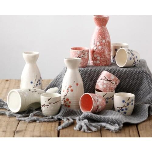 Japanese wine pot cup set ceramic creativity underglaze color sake bottle liquor restaurant hot white wine gift wineware