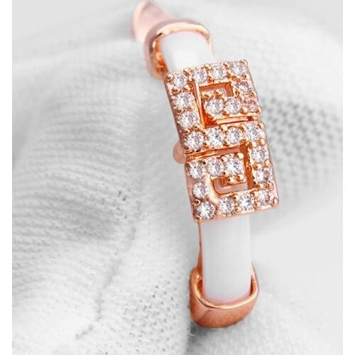 High quality Jewelry White And Ceramic Stud fine 18 K SOLID gold G/F Earring Women Party New design Copper Accessories AAA CZ