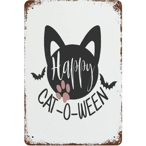 Halloween Cat Funny Gift Quote, Vintage Metal Tin Sign Wall Decor