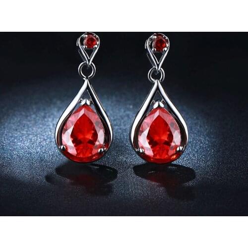 Hainon Red Zircon Earring for Engagement Hot Sale Lady Wedding Jewelry Luxury Distribution Honrosa Drop Dangle Earring for Women