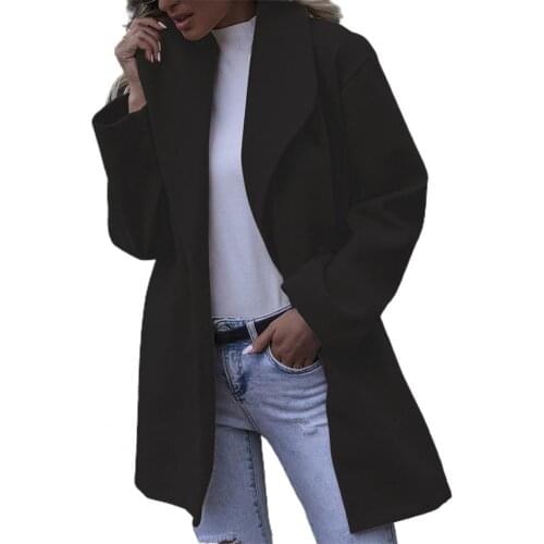 2021 Autumn New Coat Women Turn-down Collar Long Sleeve Solid Loose Coat Button Woolen Overcoat New Fashion Elegant Ladies Coat