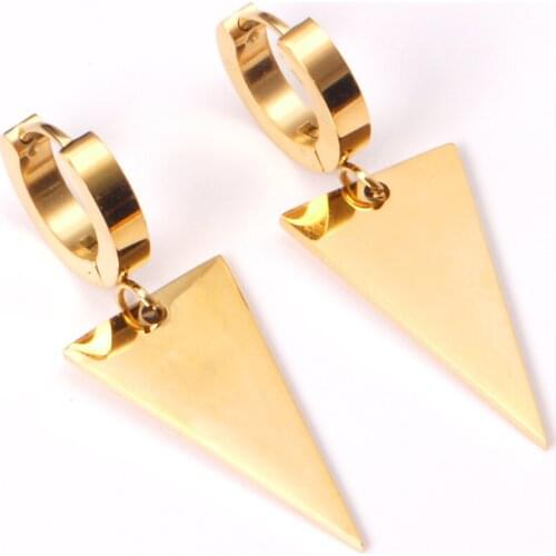Gold/Silver Color Triangle Hoop Earring Stainless Steel Earrings Geometric Metal Fashion Jewelry Party Gift