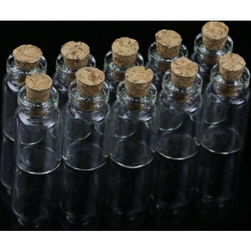 10pcs Mini Glass Wish Bottle Vial with Cork Stopper Storage Pendant 0.5/1/2/20mL Wholesales
