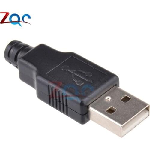 10pcs USB 2.0 Type A Male USB 4 Pin Plug Socket Connector With Black Plastic Cover