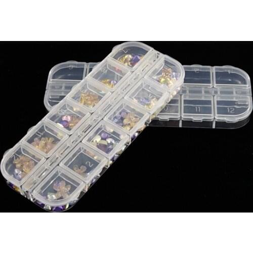 12 Grids Clear Manicure Beads Holder Storage Box Jewelry Display Holds Stand Box Nail Art Jewelry Organizer Case