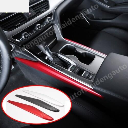 2pcs For Honda Accord 2018-2019 red Carbon fiber ABS Matte Central console Gear knob panel side trim cover Car Styling