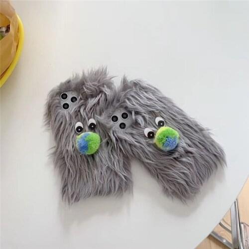 3D Cartoon funny plush furry monster silicone phone case for iphone 11 Pro Max X XS Max XR XS 7 8 plus 2020 SE cute back cover