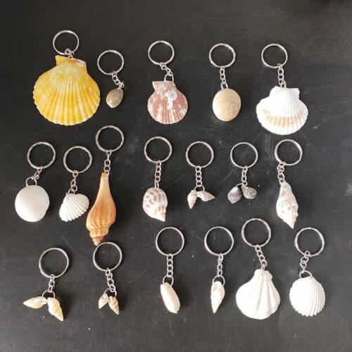 50pcs Nautical Scallop Sea Shells Charms Crafts Colorful Pendant Keychain Bag Car Keyring Souvenirs Gifts