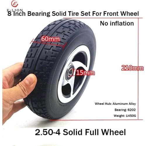 8 Inch Small Old Age Walking Vehicle 2.50-4 Bearing Front Wheel Keyway Rear Wheel Solid Tire Complete Wheel Set