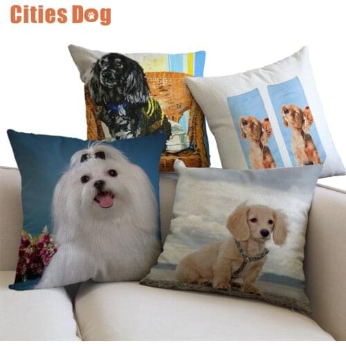 English Cocker Spaniel Decorative Cushion Animal dog Pillows cojines 45x45cm decoracion pet Dogs pattern throw Car Pillow Cushio