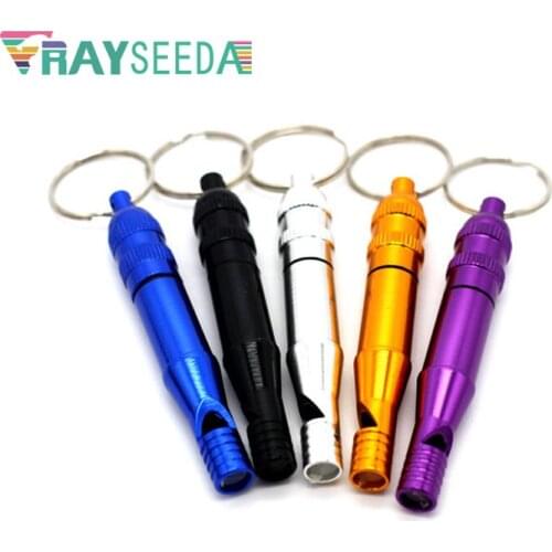 Rayseeda Camping Hiker Survival Two-Sections Whistle Explorers Travel Emergency Keychain Lifesaving Whistles With Storage Bottle