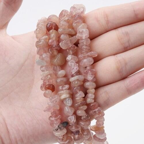 Natural Irregular Strawberry Crystal Stone Beads Gravel Bead for Jewelry Making DIY Bracelet Necklace Earrings 15inches/Strand
