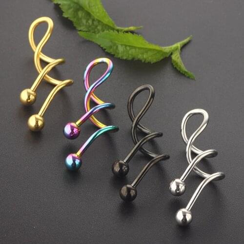 Twist Ear Stud Industrial Navel Belly Button Ring Helix Tragus Cartilage Piercing Barbell Nombril Earring Women Body Jewelry