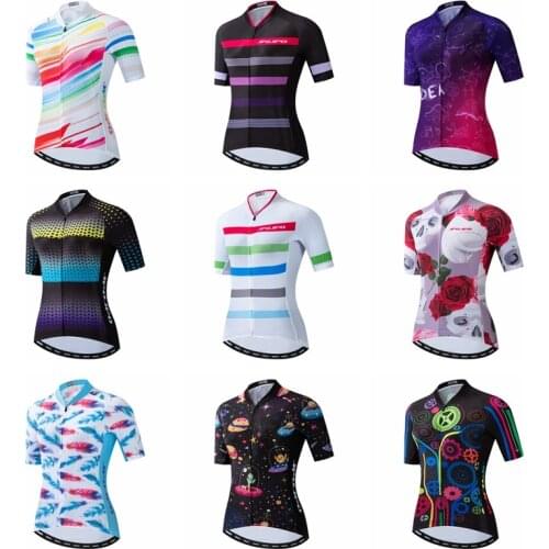 JPOJPO 2021 Womens Cycling Jersey Pro Team Mountain Bike Jersey Tops Breathable Cycling Shirt Short Sleeve Bicycle Wear Maillot