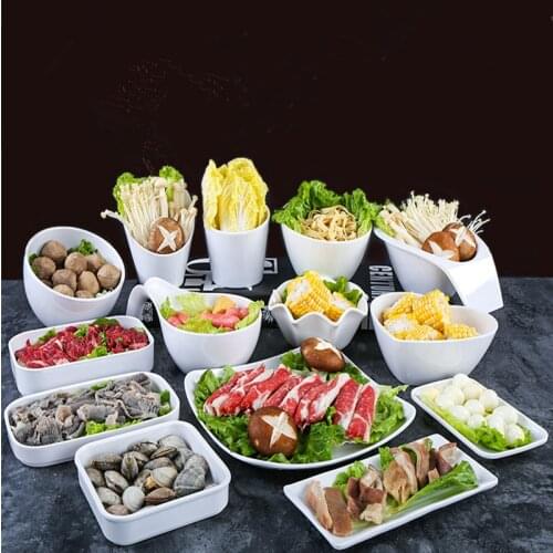 Melamine Frost Plate Dish Creative Tableware Snack Sushi Barbecue Solid serving hot pot tool tray Restaurant Hotel Supplier