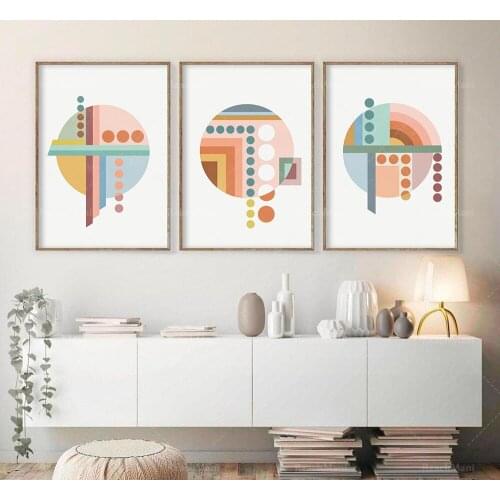 Geometric printing set 3, abstract printable wall art, Bauhaus gallery wall set, mid-century modern art color block print decora