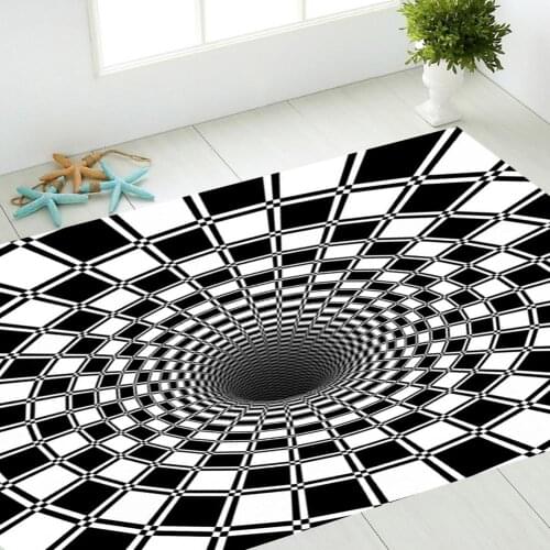 3D Geometric Optical Illusion Non-slip Carpet Fluffy Anti-skid Rug Floor Mat for Dining Room Bedroom Living Room Home Decor