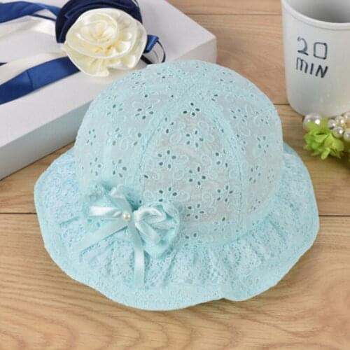 New Children Summer Panama Hollow Caps Baby Girls Fisherman Hat Kids Girls Bowknot Pearl Hat Fashion Baby Bucket Sun Hat Floral
