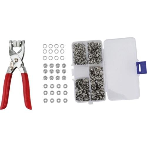 1Pc Plier Tool +100 Sets Silver 9.5mm Metal Prong Snap Buttons Fasteners Press Studs Poppers Baby Romper Buckle Snap