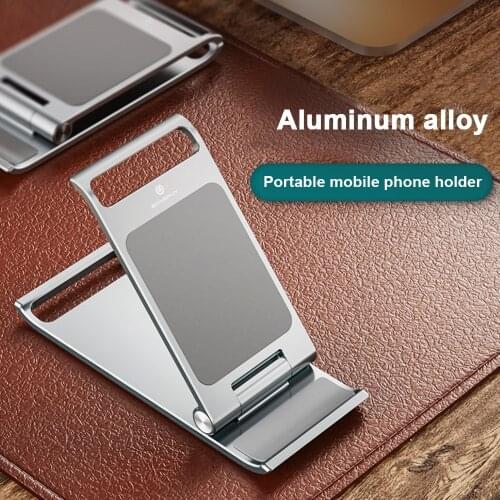 Portable foldable metal phone holder, foldable desktop stand, adjustable universal iPhone Android phone